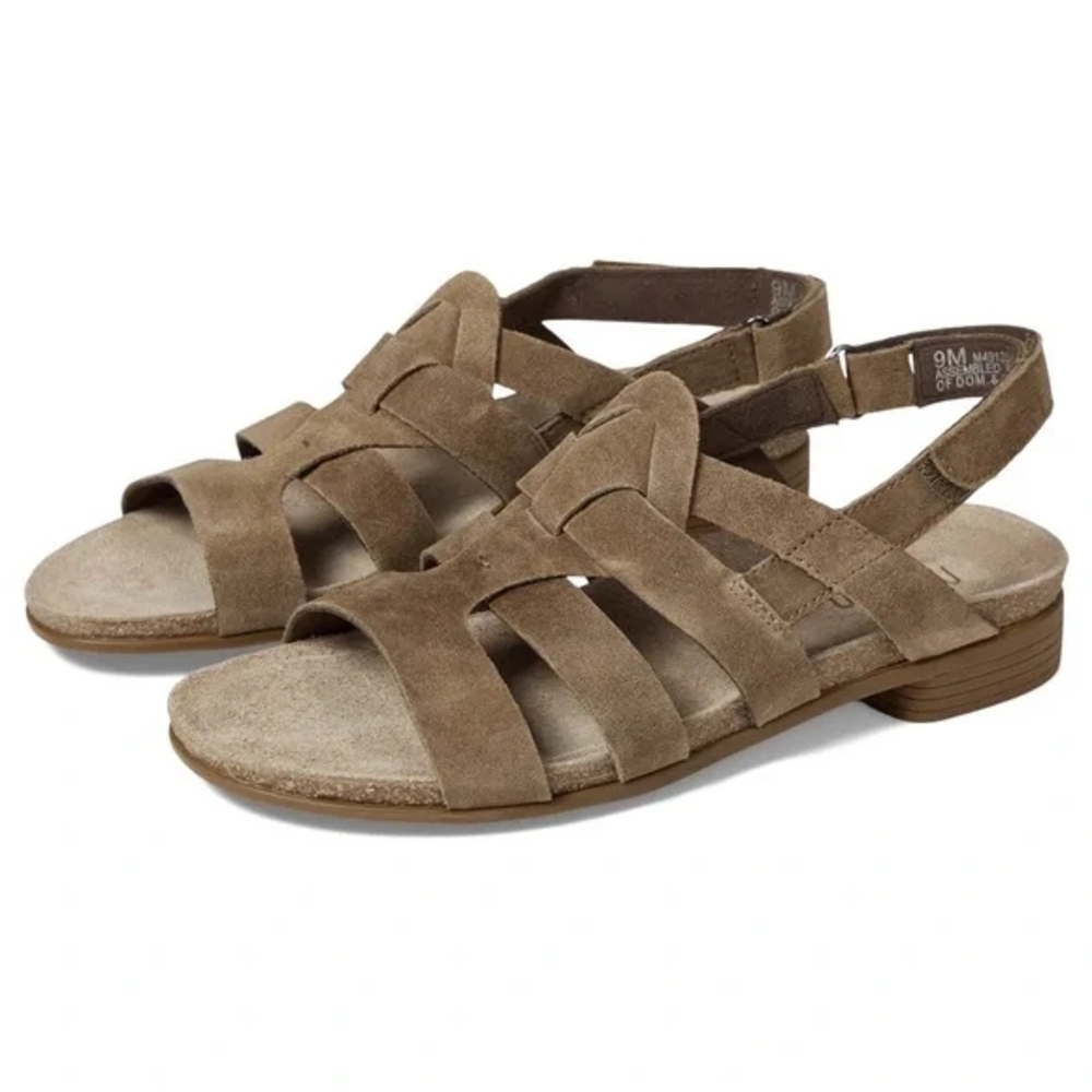 Munro Women's Corine Sandal, Sesamo, 9.5 Wide 9.5W Tan Brown Adjustable Suede